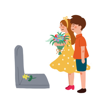 清明节文明祭扫菊花卡通元素