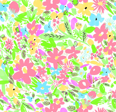 水彩花草