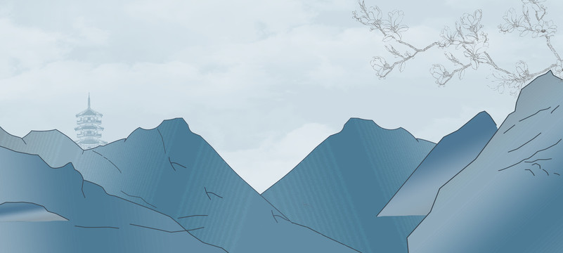 簡約山水抽象