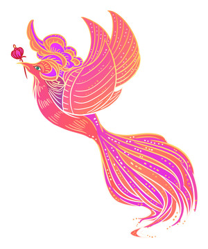 鳳凰飛翔裝飾插畫