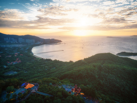 航拍三亚海岛海景