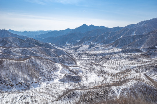 北京密云山里的雪景