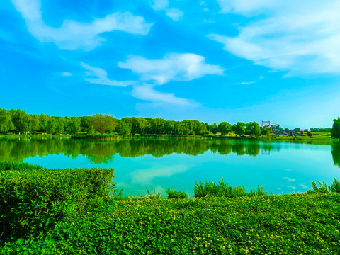 西大明宫遗址公园太液池全景