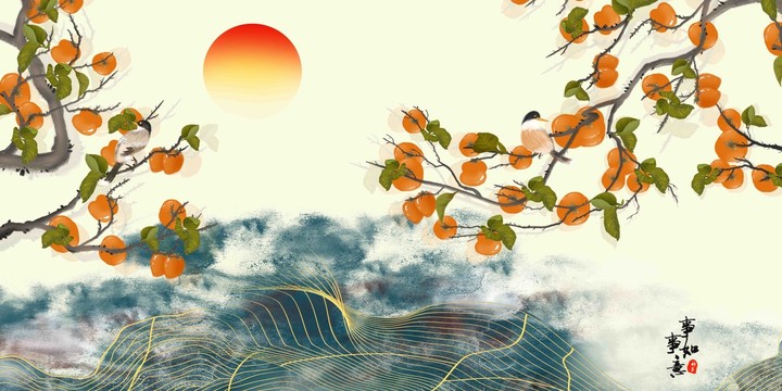 柿子包裝插畫