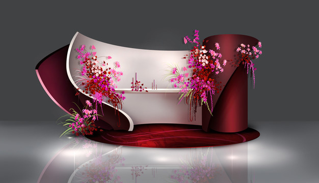 紅色花藝迎賓區(qū)效果圖