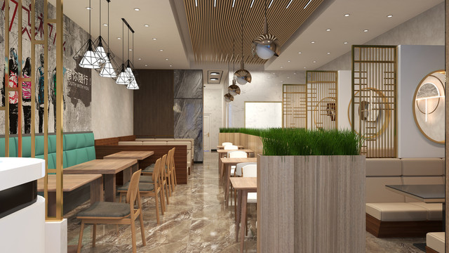 現(xiàn)代新中式烤肉店設(shè)計(jì)效果圖