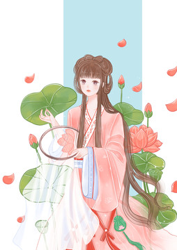 荷花與少女