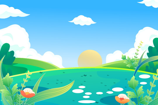 夏天背景插畫