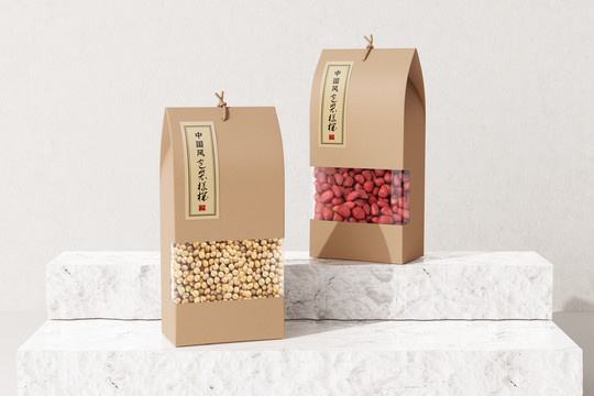 中國風(fēng)牛皮紙雜糧包裝樣機(jī)