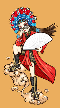 國(guó)潮美女插畫(huà)形象
