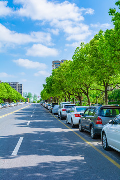 马路两边停满小汽车