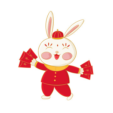 兔子拿紅包元素