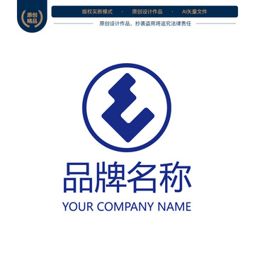 圆形旗帜抽象科技logo