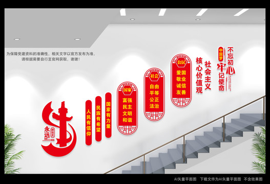 核心價(jià)值觀樓梯文化墻