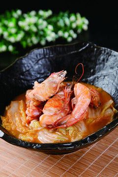 津白菜烩渤海虾段