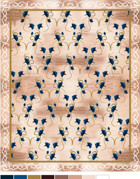 银杏叶祥云地毯图案设计