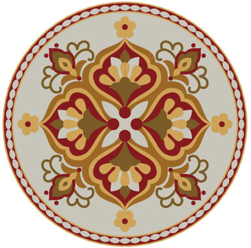 欧式花型圆形地毯图案