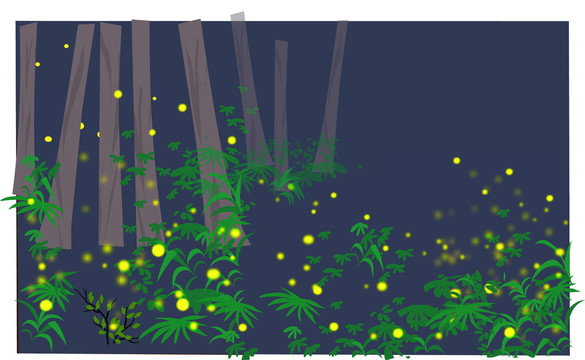 森林萤火虫背景横版无字