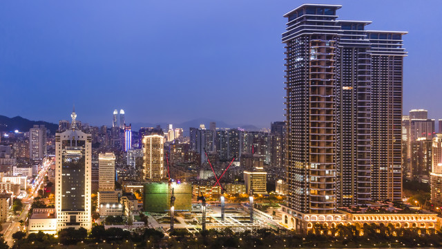 航拍厦门夜景