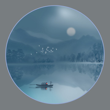 圓形山水畫