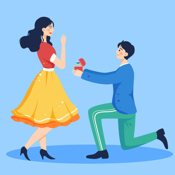 520情人節(jié)情侶求婚浪漫插畫