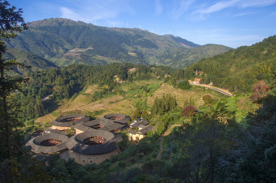 田螺坑土楼群俯拍风景