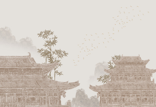 山水飛鳥(niǎo)圖