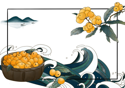 國潮枇杷包裝插畫