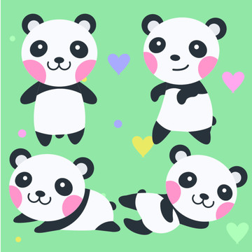 卡通熊猫家纺图案印花
