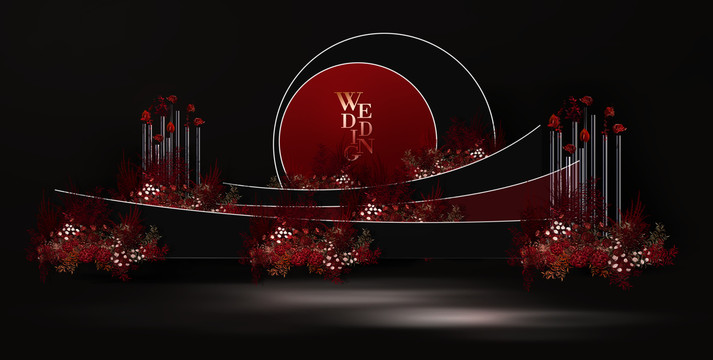 紅黑婚禮合影區(qū)