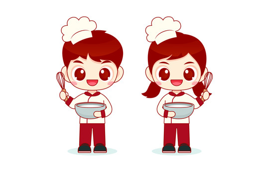 手绘厨师烹饪卡通人物插画