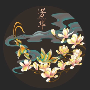 玉蘭花鳥高清分層噴繪圖