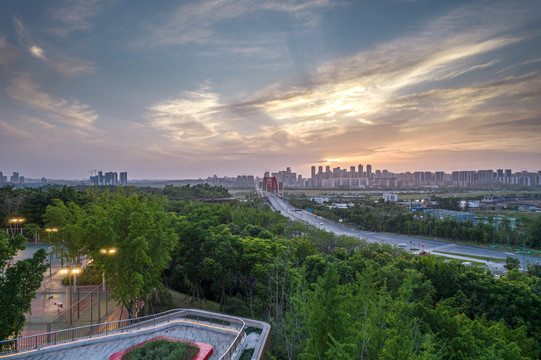 成都天府新区麓湖航拍城市风光