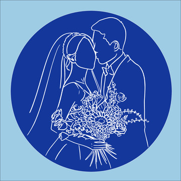 婚禮雙人極簡線條半身畫像