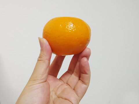 手拿水果橙子