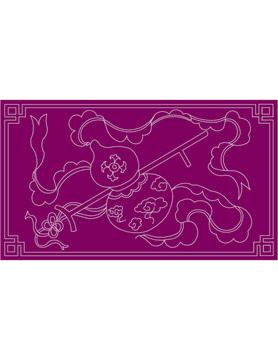 中式传统纹样葫芦拐杖图