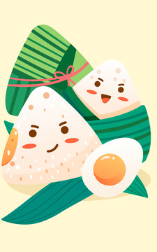 端午節(jié)小孩吃粽子傳統(tǒng)國(guó)潮插畫(huà)