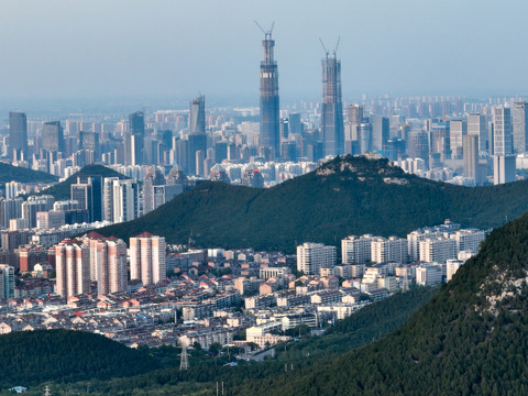 航拍济南都市风光