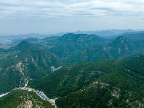 航拍济南浆水泉水库