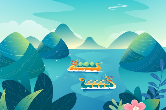 端午節(jié)龍舟插畫