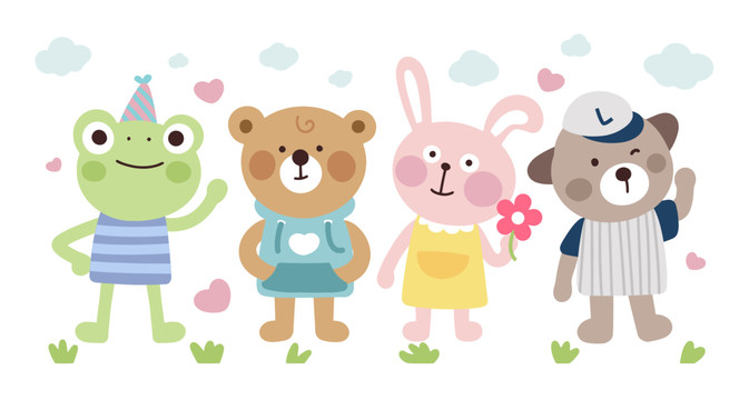 卡通手繪可愛動物插畫