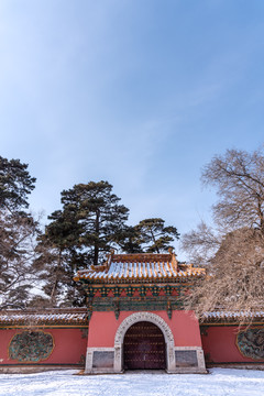 雪后中国辽宁沈阳清昭陵寝陵