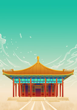 北京故宮中和殿建筑背景豎版