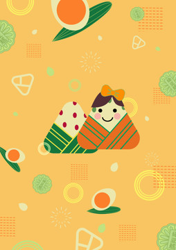 孟菲斯插畫(huà)端午節(jié)海報(bào)包裝設(shè)計(jì)
