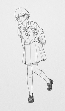 卡通美女線稿