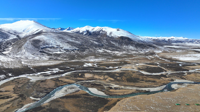 四川理塘高山雪山河流峡谷风光