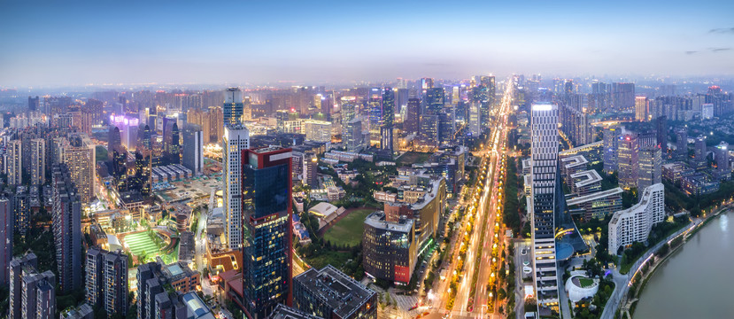 航拍成都城市景观夜景