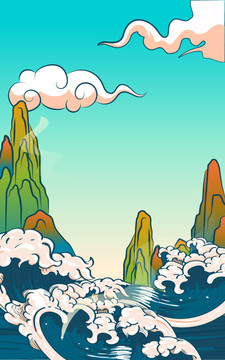 端午節(jié)吃粽子傳統(tǒng)節(jié)日國潮插畫