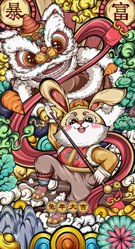 國潮兔年春節(jié)迎新春
