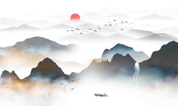 新中式水墨山水畫